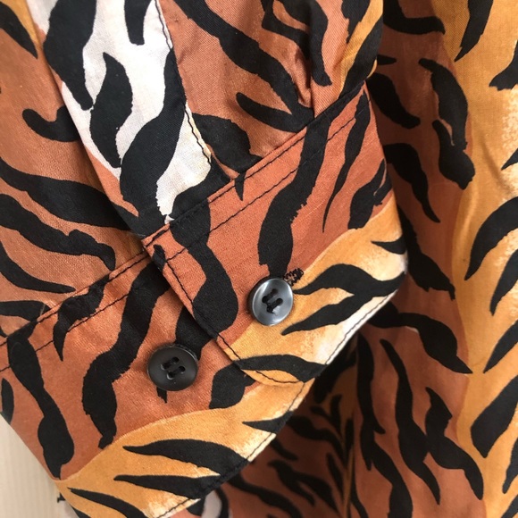 Selene of Paris 100% Silk Long Sleeve Blouse Top Tiger Stripe Plus Sz 3x NWOT - Picture 10 of 12